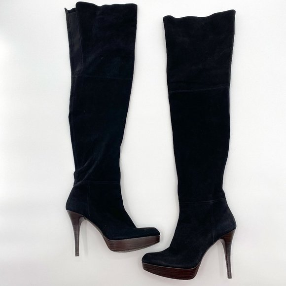 Stuart Weitzman Shoes - Stuart Weitzman Black Suede Thigh High Stiletto Heeled Boots